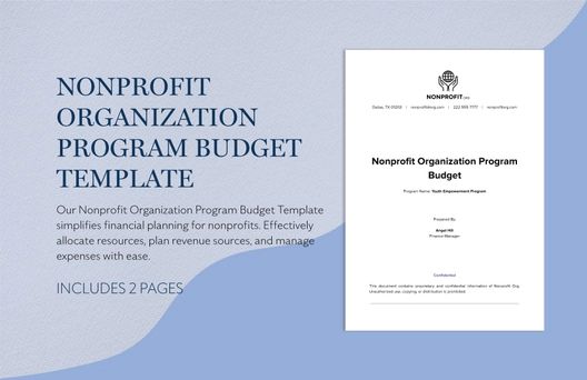 Nonprofit Organization Program Budget Template