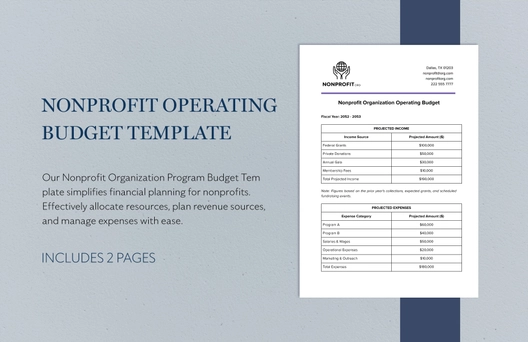 Nonprofit Organization Operating Budget Template