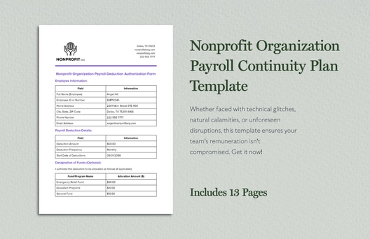 Nonprofit Organization Payroll Continuity Plan Template