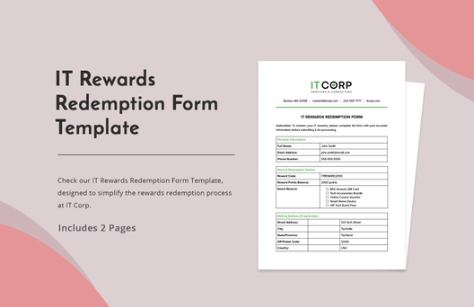 IT Rewards Redemption Form Template