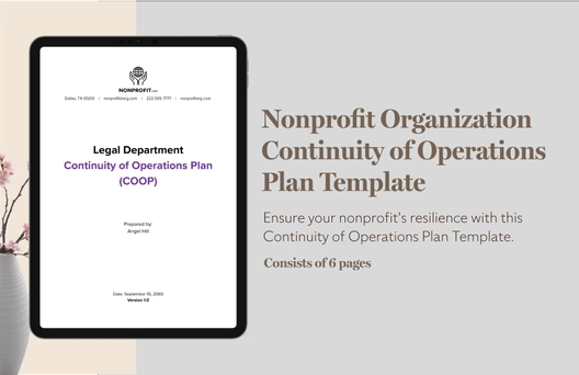 Nonprofit Organization Continuity of Operations Plan Template