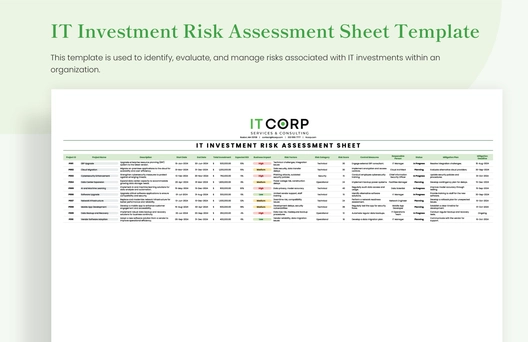 IT Investment Risk Assessment Sheet Template