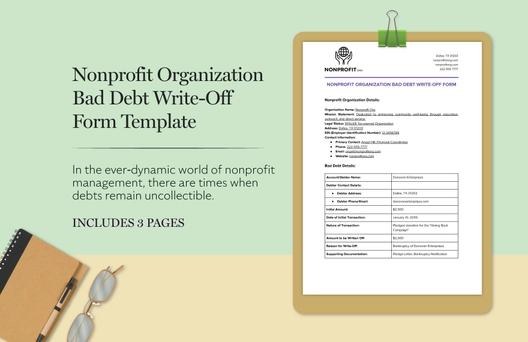 Nonprofit Organization Bad Debt Write-Off Form Template