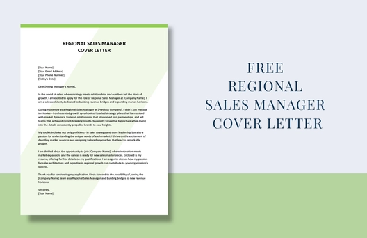 Regional Sales Manager Cover Letter Regional Sales Manager Cover Letter