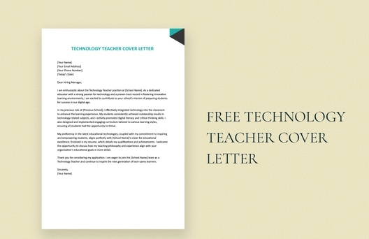 Technology Teacher Cover Letter