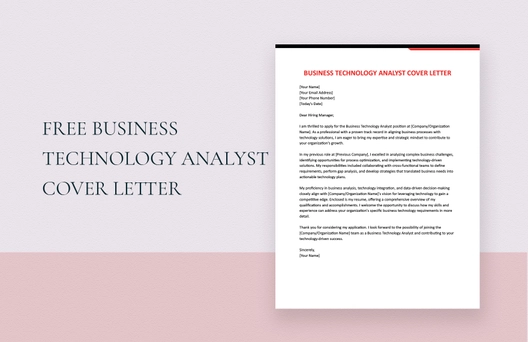 Business Technology Analyst Cover Letter