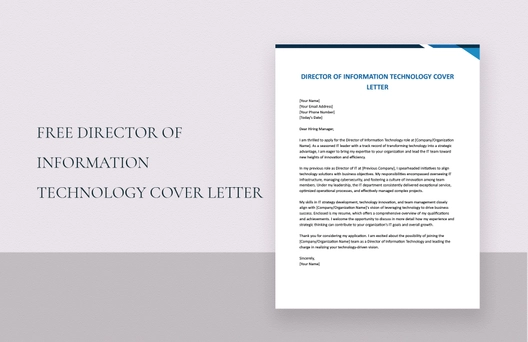 Director Of Information Technology Cover Letter Director Of Information Technology Cover Letter