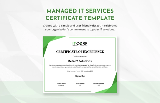 Managed IT Services Certificate Template