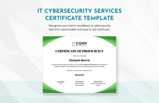 IT Cybersecurity Services Certificate Template