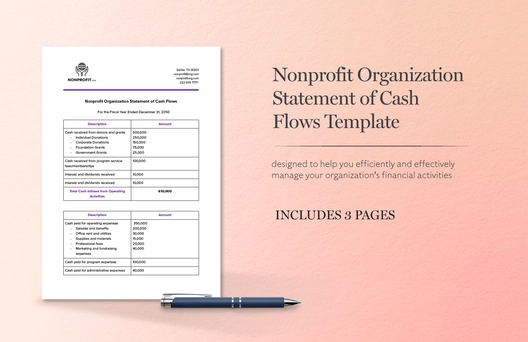 Nonprofit Organization Statement of Cash Flows Template
