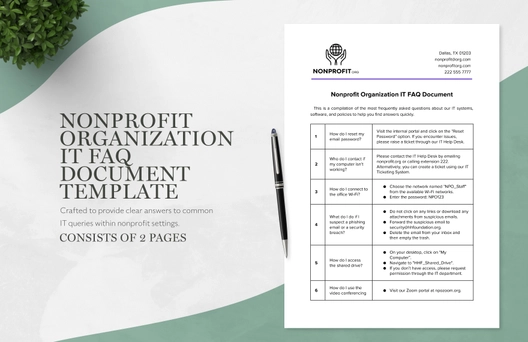 Nonprofit Organization IT FAQ Document Template Nonprofit Organization IT FAQ Document Template