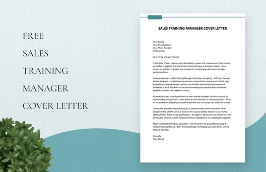 Sales Training Manager Cover Letter Sales Training Manager Cover Letter