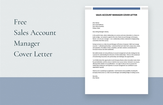 Sales Account Manager Cover Letter Sales Account Manager Cover Letter