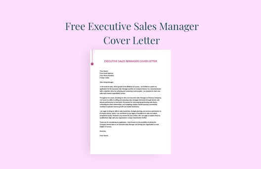 Executive Sales Manager Cover Letter Executive Sales Manager Cover Letter