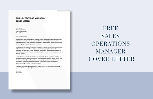 Sales Operations Manager Cover Letter Sales Operations Manager Cover Letter
