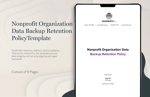 Nonprofit Organization Data Backup Retention Policy Template Nonprofit Organization Data Backup Retention Policy Template