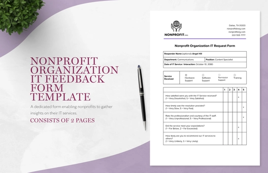 Nonprofit Organization IT Feedback Form Template Nonprofit Organization IT Feedback Form Template