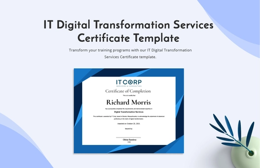 IT Digital Transformation Services Certificate Template