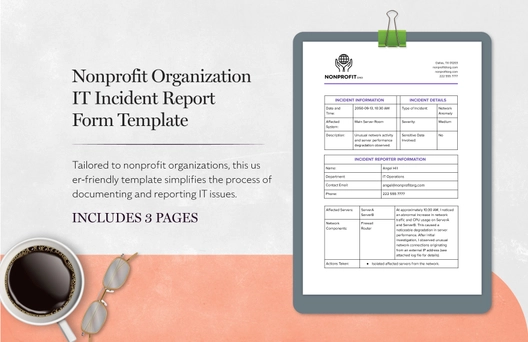 Nonprofit Organization IT Incident Report Form Template Nonprofit Organization IT Incident Report Form Template