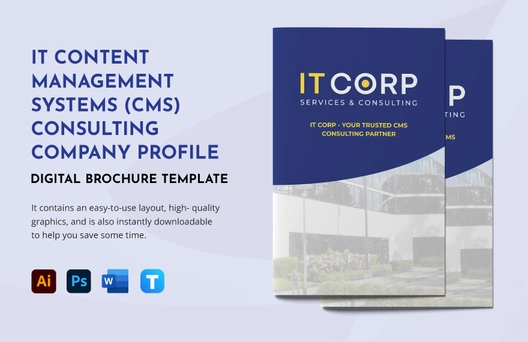 IT Content Management Systems (CMS) Consulting Company Profile Digital Brochure Template