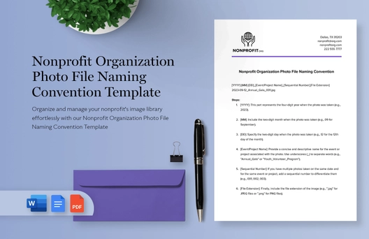 Nonprofit Organization Photo File Naming Convention Template