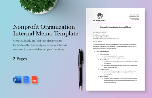Nonprofit Organization Internal Memo Template
