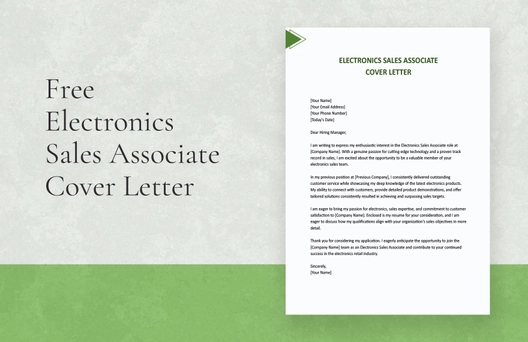 Electronics Sales Associate Cover Letter