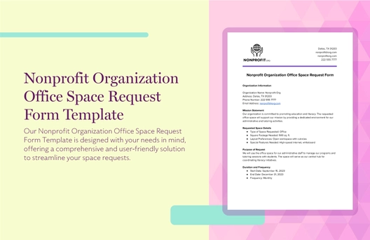 Nonprofit Organization Office Space Request Form Template Nonprofit Organization Office Space Request Form Template