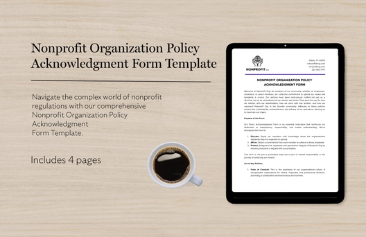 Nonprofit Organization Policy Acknowledgment Form Template Nonprofit Organization Policy Acknowledgment Form Template