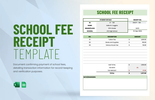 School Fee Receipt Template