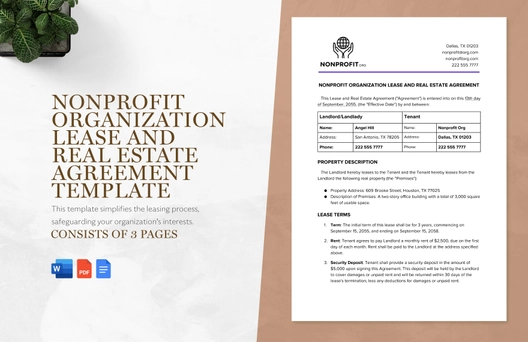 Nonprofit Organization Lease and Real Estate Agreement Template