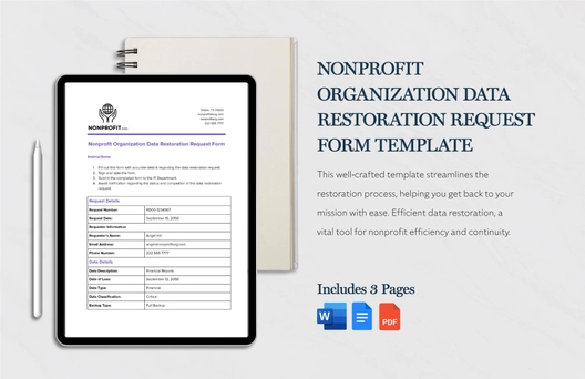 Nonprofit Organization Data Restoration Request Form Template