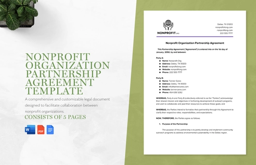 Nonprofit Organization Partnership Agreement Template