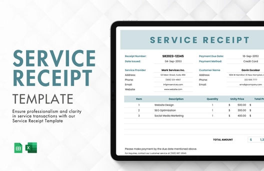 Service Receipt Template