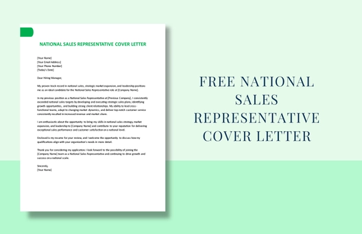 National Sales Representative Cover Letter