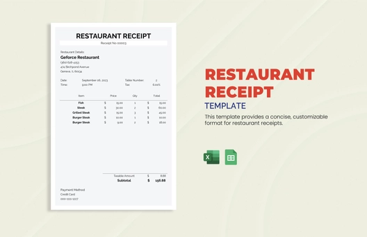 Restaurant Receipt Template