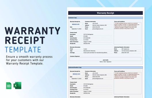 Warranty Receipt Template