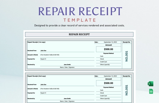 Repair Receipt Template