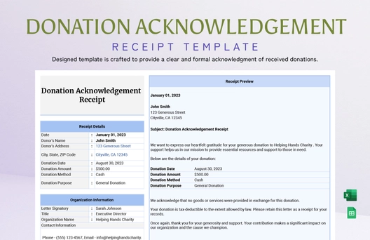 Donation Acknowledgment Receipt Template