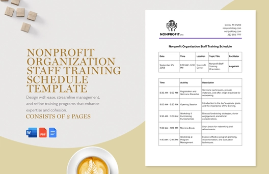 Nonprofit Organization Staff Training Schedule Template