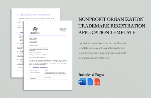 Nonprofit Organization Trademark Registration Application Template