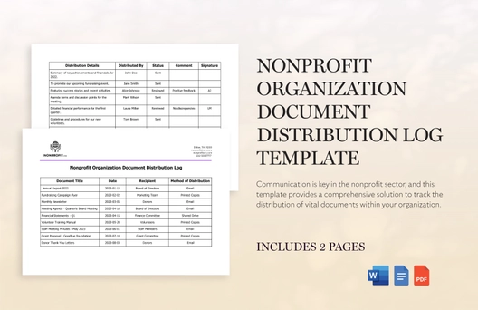 Nonprofit Organization Document Distribution Log Template