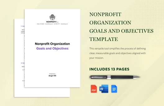 Nonprofit Organization Goals and Objectives Template