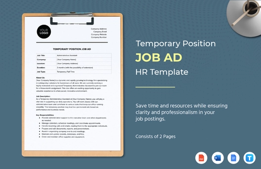 Temporary Position Job Ad HR Template