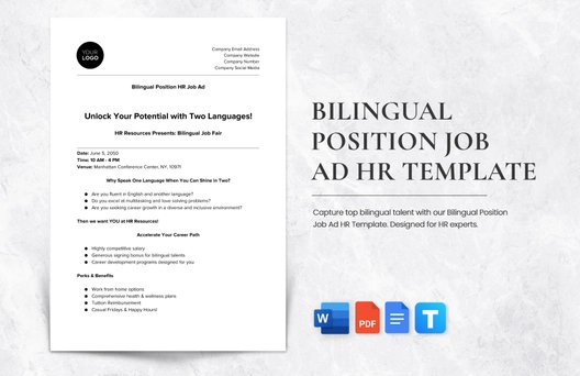 Bilingual Position Job Ad HR Template