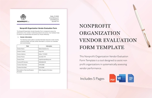Nonprofit Organization Vendor Evaluation Form Template Nonprofit Organization Vendor Evaluation Form Template