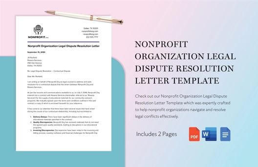 Nonprofit Organization Legal Dispute Resolution Letter Template