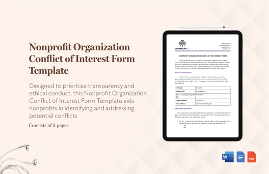 Nonprofit Organization Conflict of Interest Form Template Nonprofit Organization Conflict of Interest Form Template