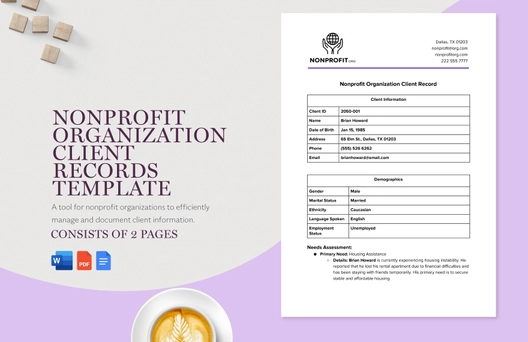 Nonprofit Organization Client Records Template