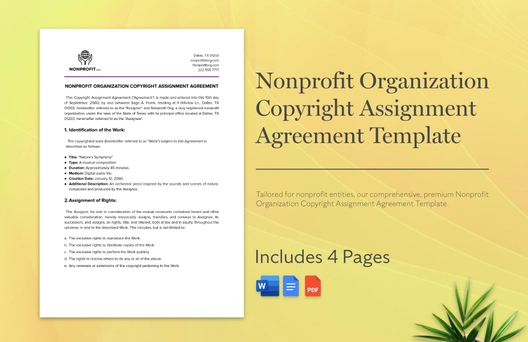 Nonprofit Organization Copyright Assignment Agreement Template
